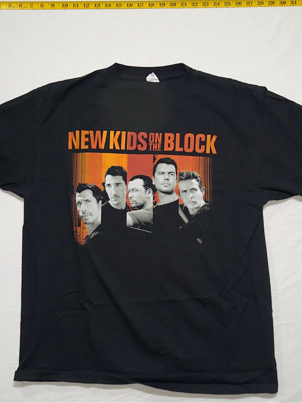 Anvil Black New Kids on the Block Orange Graphic Tee last reunion tour 2008 NKOT